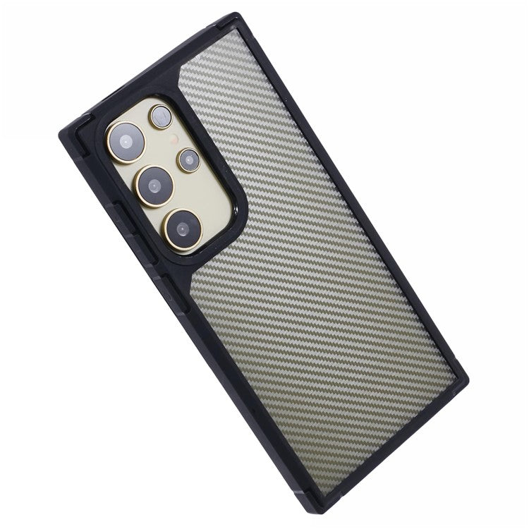 For Samsung Galaxy S25 Ultra Case Carbon Fiber Texture TPU+PC Anti-Drop Phone Cover