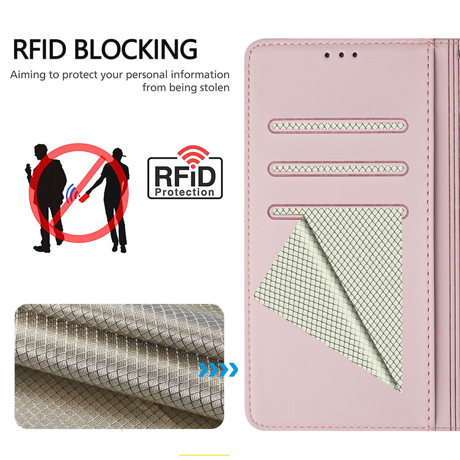 For Google Pixel 9a Case Imprinted Honeycomb RFID Blocking Leather Phone Cover with Strap - Pink