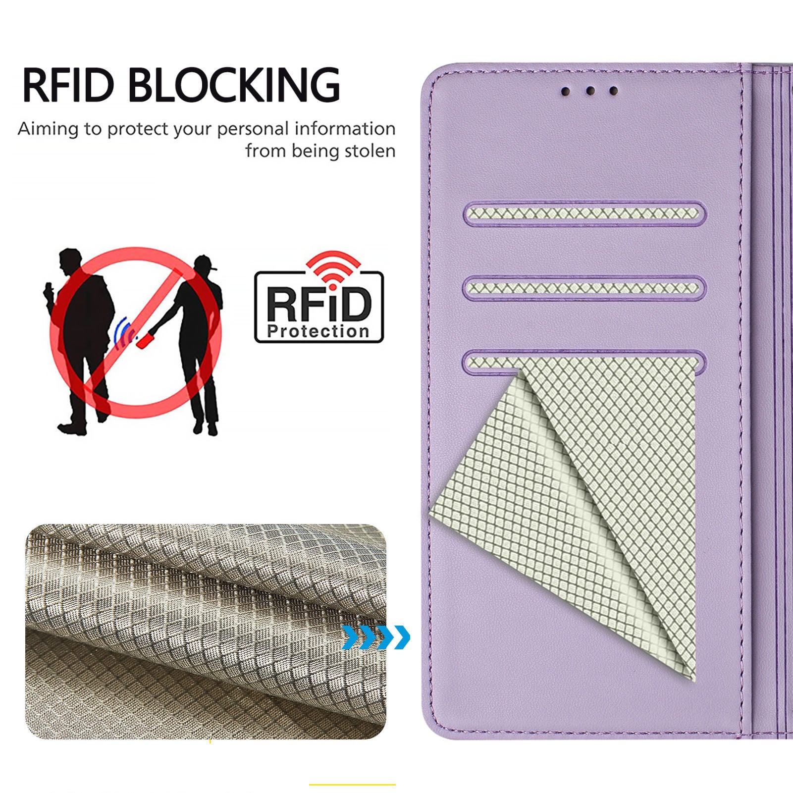 For Google Pixel 9a Case Imprinted Honeycomb RFID Blocking Leather Phone Cover with Strap - Light Purple