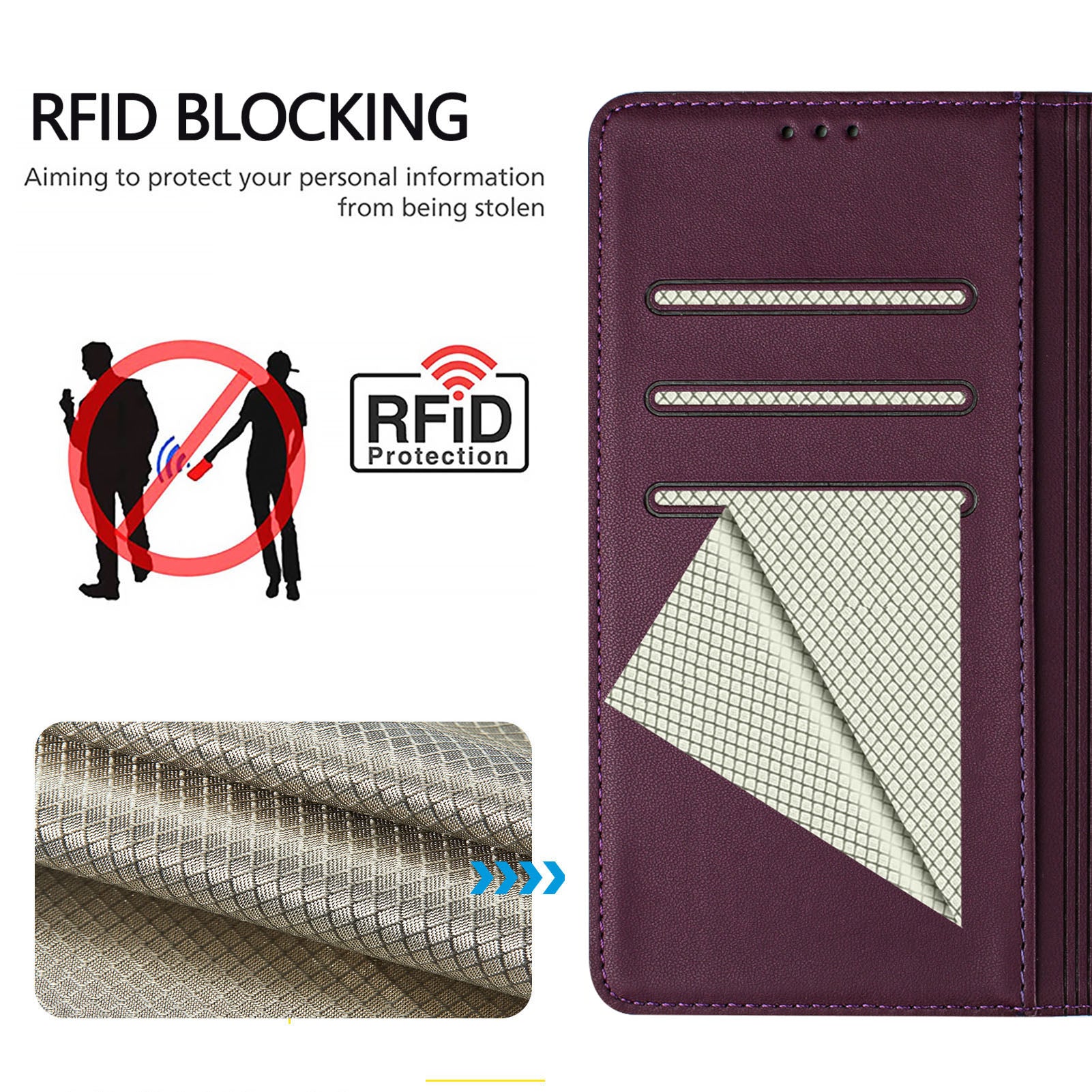 For Xiaomi Poco C75 4G / Xiaomi Redmi 14R 5G / Xiaomi Redmi 14C 4G Case Imprinted Honeycomb RFID Blocking Leather Phone Cover with Strap - Dark Purple