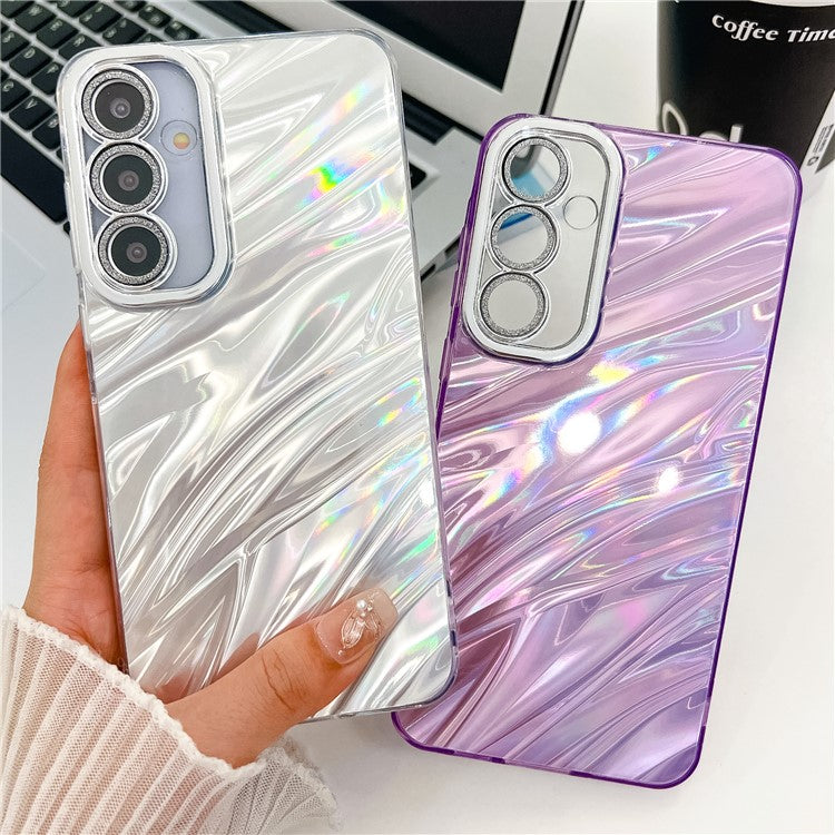 For Samsung Galaxy A16 4G / 5G Case IMD Design Shockproof PC+TPU Phone Cover with Glass Lens Film - Shell Pattern / Pink