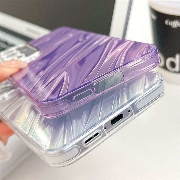 For Samsung Galaxy A36 5G Case IMD Design Shockproof PC+TPU Phone Cover with Glass Lens Film - Shell Pattern / White