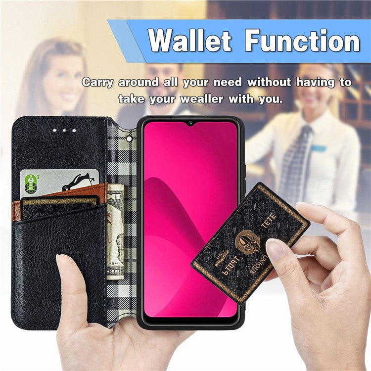 Rhombus Imprint for Xiaomi Redmi 14C 4G / 14R 5G / Poco C75 4G Case PU Leather Wallet Phone Cover - Black