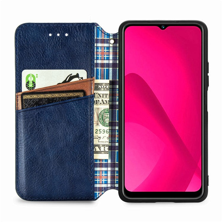 Rhombus Imprint for Xiaomi Redmi 14C 4G / 14R 5G / Poco C75 4G Case PU Leather Wallet Phone Cover - Blue