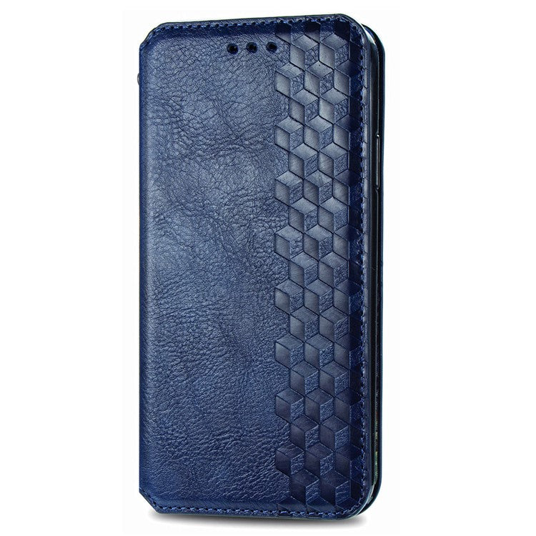 Rhombus Imprint for Xiaomi Redmi 14C 4G / 14R 5G / Poco C75 4G Case PU Leather Wallet Phone Cover - Blue