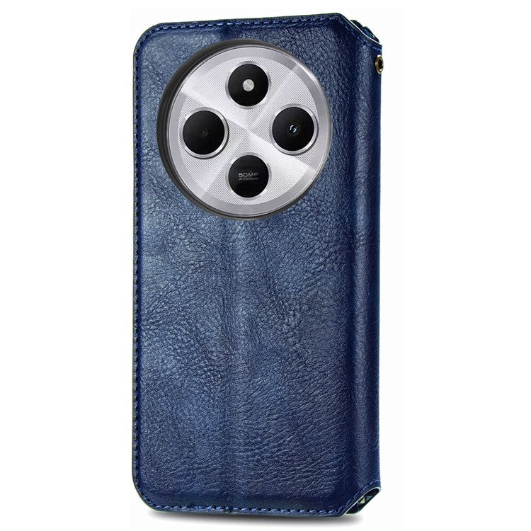 Rhombus Imprint for Xiaomi Redmi 14C 4G / 14R 5G / Poco C75 4G Case PU Leather Wallet Phone Cover - Blue