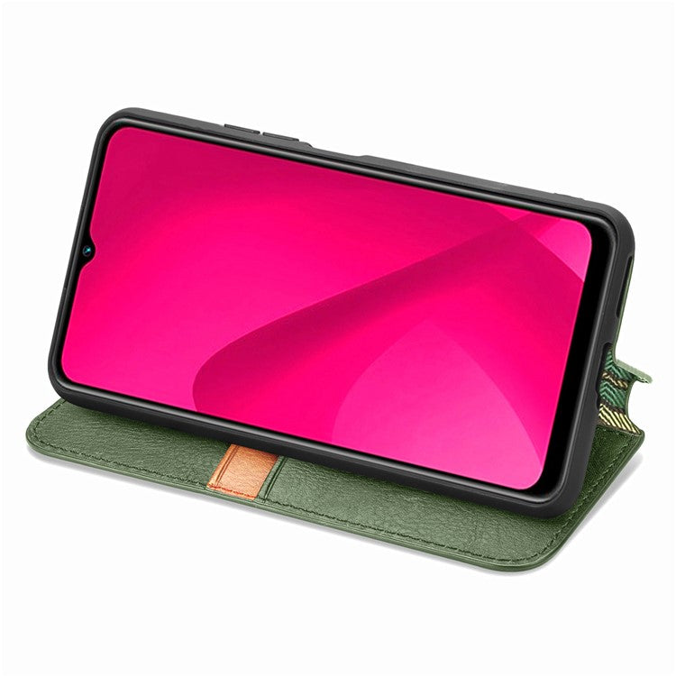 Rhombus Imprint for Xiaomi Redmi 14C 4G / 14R 5G / Poco C75 4G Case PU Leather Wallet Phone Cover - Green