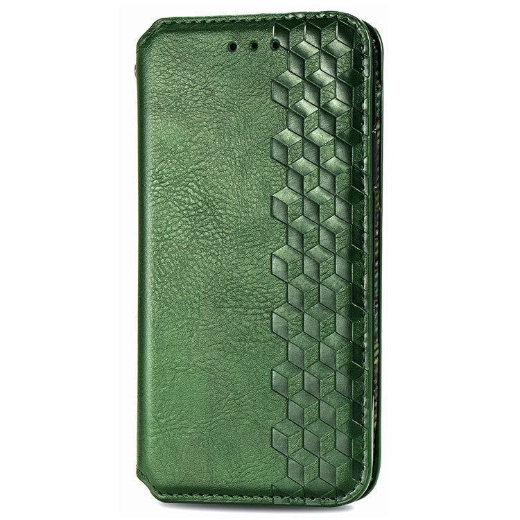 Rhombus Imprint for Xiaomi Redmi 14C 4G / 14R 5G / Poco C75 4G Case PU Leather Wallet Phone Cover - Green