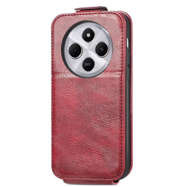 For Xiaomi Poco C75 4G / Redmi 14R 5G / 14C 4G Case Zipper Wallet Phone Leather Cover Vertical Flip Closing - Wine Red