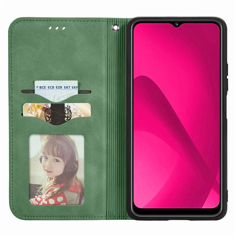 Leather Case For Xiaomi Redmi 14C 4G / 14R 5G / Poco C75 4G Skin Touch Feeling Card Holder Phone Cover Magnetic Absorption - Green