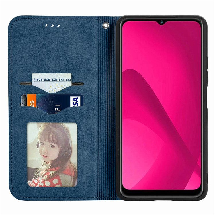 Leather Case For Xiaomi Redmi 14C 4G / 14R 5G / Poco C75 4G Skin Touch Feeling Card Holder Phone Cover Magnetic Absorption - Dark Blue