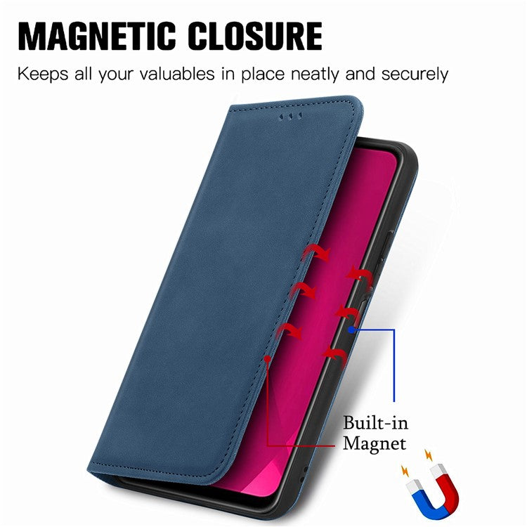 Leather Case For Xiaomi Redmi 14C 4G / 14R 5G / Poco C75 4G Skin Touch Feeling Card Holder Phone Cover Magnetic Absorption - Dark Blue