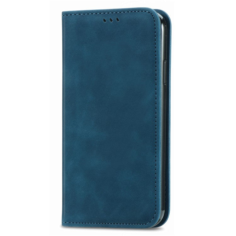 Leather Case For Xiaomi Redmi 14C 4G / 14R 5G / Poco C75 4G Skin Touch Feeling Card Holder Phone Cover Magnetic Absorption - Dark Blue