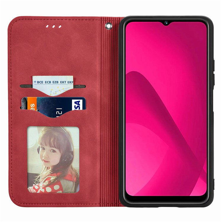 Leather Case For Xiaomi Redmi 14C 4G / 14R 5G / Poco C75 4G Skin Touch Feeling Card Holder Phone Cover Magnetic Absorption - Red