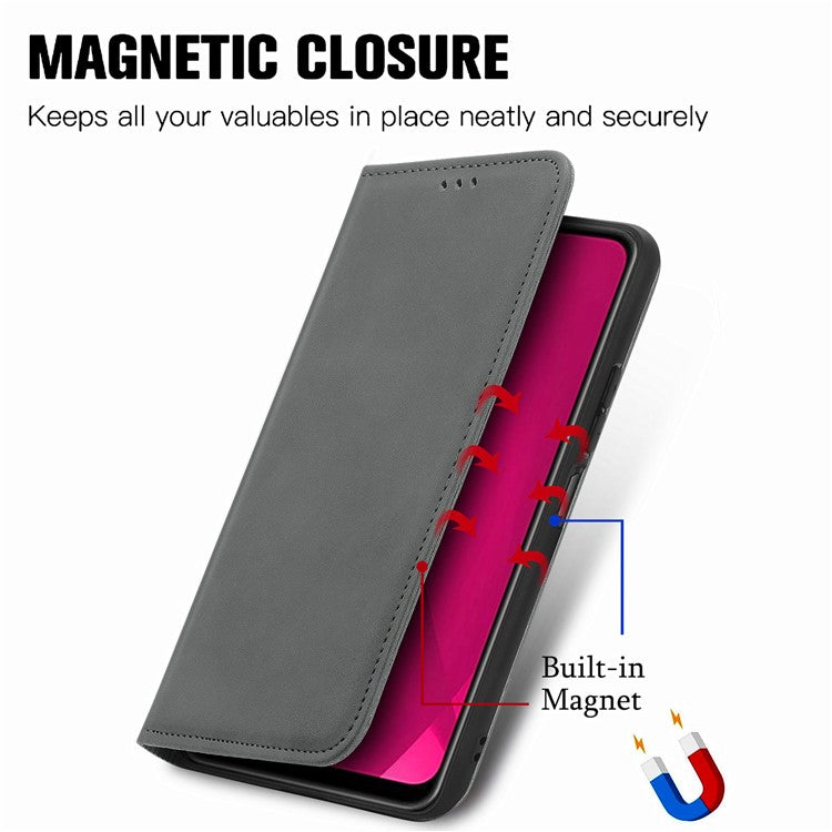 Leather Case For Xiaomi Redmi 14C 4G / 14R 5G / Poco C75 4G Skin Touch Feeling Card Holder Phone Cover Magnetic Absorption - Grey