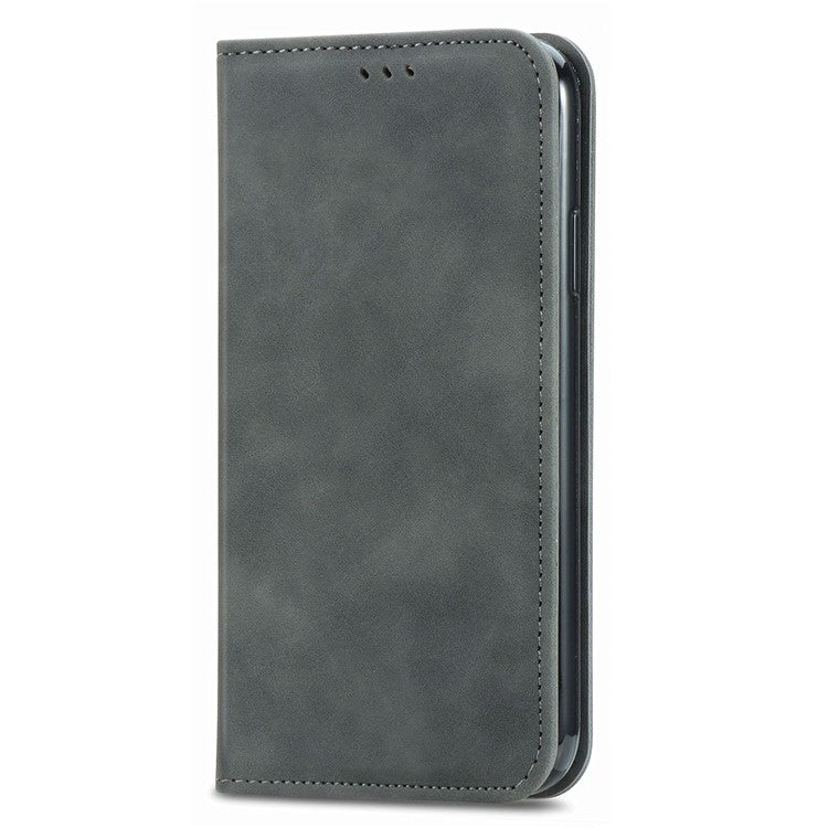 Leather Case For Xiaomi Redmi 14C 4G / 14R 5G / Poco C75 4G Skin Touch Feeling Card Holder Phone Cover Magnetic Absorption - Grey