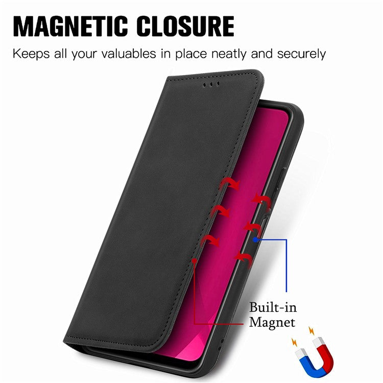 Leather Case For Xiaomi Redmi 14C 4G / 14R 5G / Poco C75 4G Skin Touch Feeling Card Holder Phone Cover Magnetic Absorption - Black