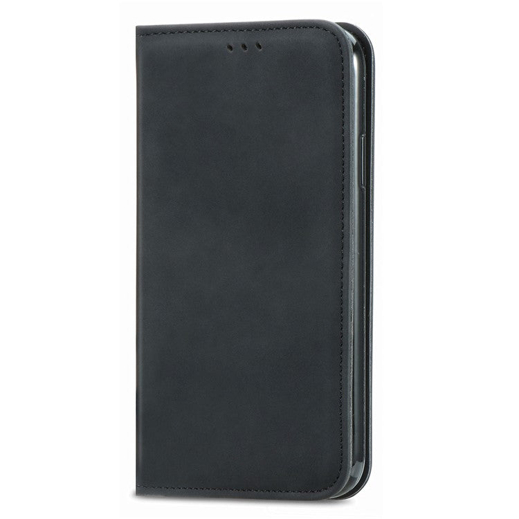 Leather Case For Xiaomi Redmi 14C 4G / 14R 5G / Poco C75 4G Skin Touch Feeling Card Holder Phone Cover Magnetic Absorption - Black