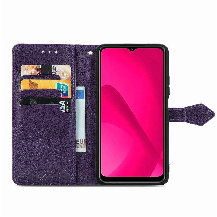 Wallet Phone Case For Xiaomi Redmi 14C 4G / 14R 5G / Poco C75 4G Mandala Flower Leather Phone Cover Stand View - Purple