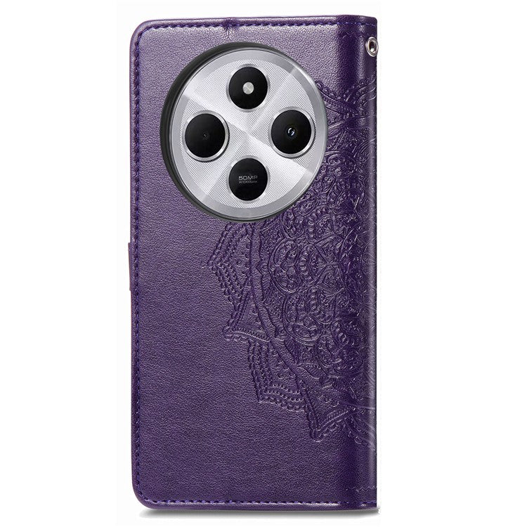 Wallet Phone Case For Xiaomi Redmi 14C 4G / 14R 5G / Poco C75 4G Mandala Flower Leather Phone Cover Stand View - Purple