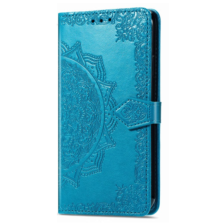 Wallet Phone Case For Xiaomi Redmi 14C 4G / 14R 5G / Poco C75 4G Mandala Flower Leather Phone Cover Stand View - Blue