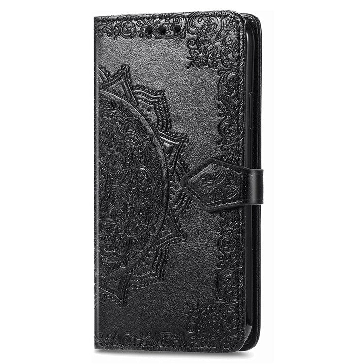 Wallet Phone Case For Xiaomi Redmi 14C 4G / 14R 5G / Poco C75 4G Mandala Flower Leather Phone Cover Stand View - Black