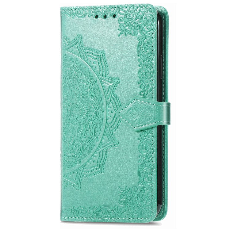 Wallet Phone Case For Xiaomi Redmi 14C 4G / 14R 5G / Poco C75 4G Mandala Flower Leather Phone Cover Stand View - Green