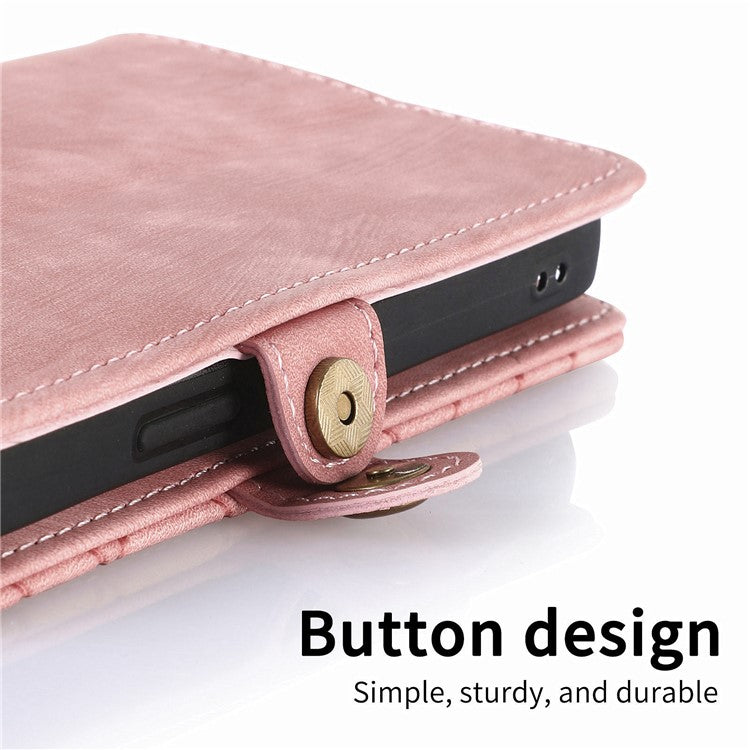 Zipper Phone Case For Xiaomi Redmi 14C 4G / 14R 5G / Poco C75 4G Wallet Geometry Lines Leather Phone Cover - Pink