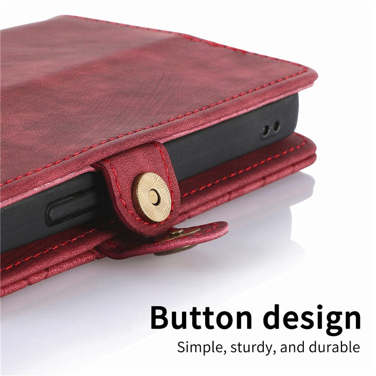 Zipper Phone Case For Xiaomi Redmi 14C 4G / 14R 5G / Poco C75 4G Wallet Geometry Lines Leather Phone Cover - Red