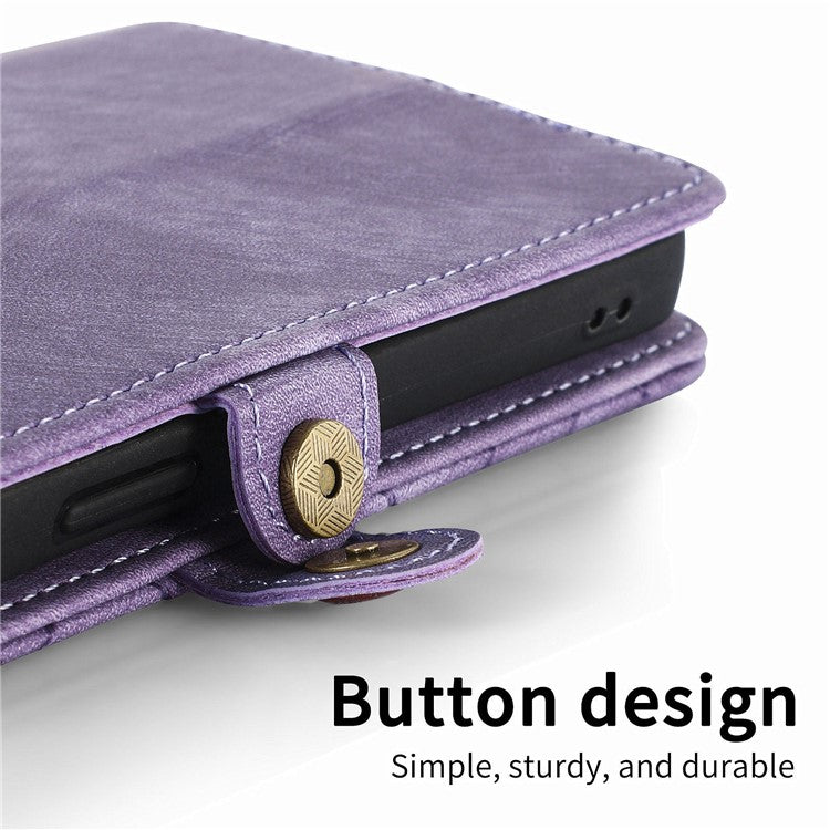 Zipper Phone Case For Xiaomi Redmi 14C 4G / 14R 5G / Poco C75 4G Wallet Geometry Lines Leather Phone Cover - Light Purple