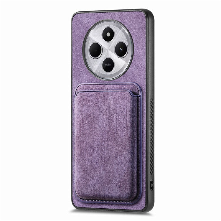 Retro Phone Case For Xiaomi Redmi 14C 4G / 14R 5G / Poco C75 4G Leather+TPU Back Cover with Detachable Card Slot - Purple