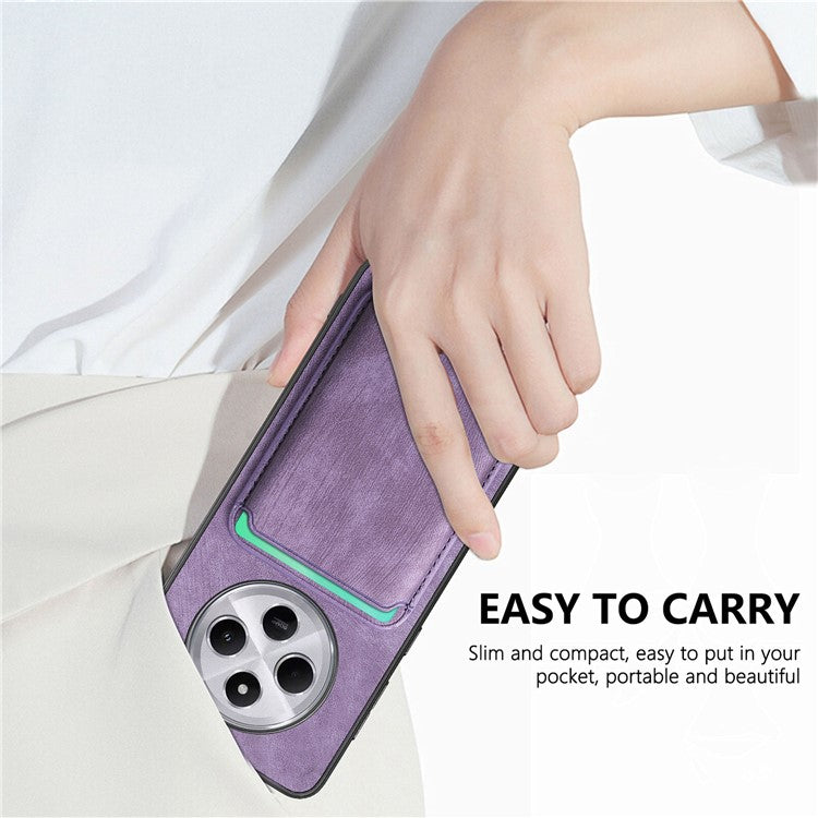 Retro Phone Case For Xiaomi Redmi 14C 4G / 14R 5G / Poco C75 4G Leather+TPU Back Cover with Detachable Card Slot - Purple