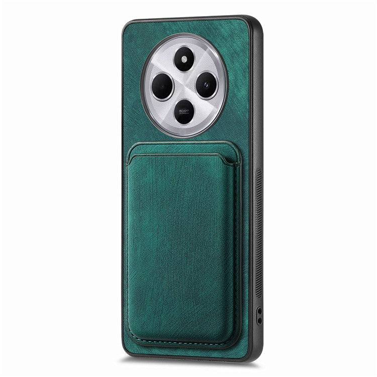 Retro Phone Case For Xiaomi Redmi 14C 4G / 14R 5G / Poco C75 4G Leather+TPU Back Cover with Detachable Card Slot - Green