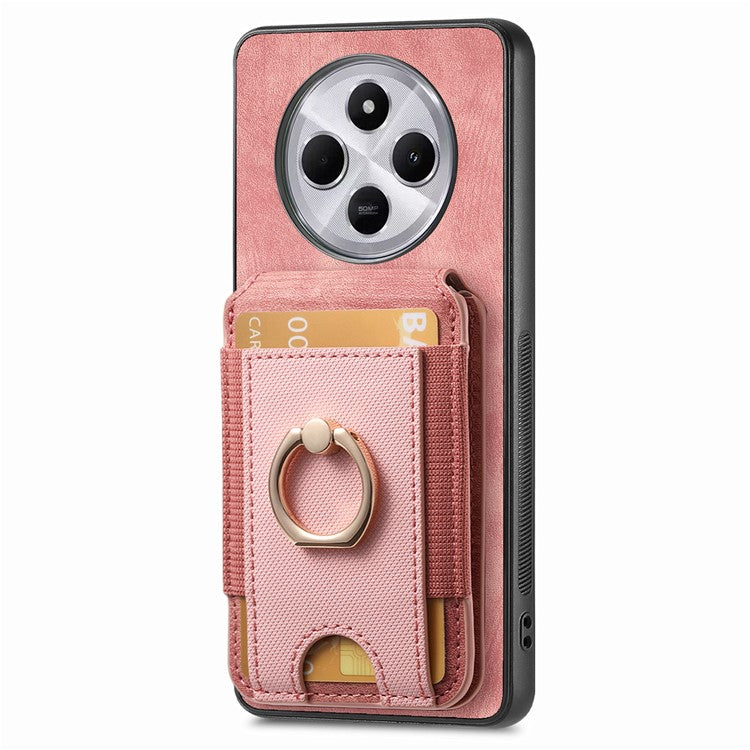 Phone Case For Xiaomi Redmi 14C 4G / 14R 5G / Poco C75 4G Kickstand Leather Back Cover with Detachable Card Holder - Pink