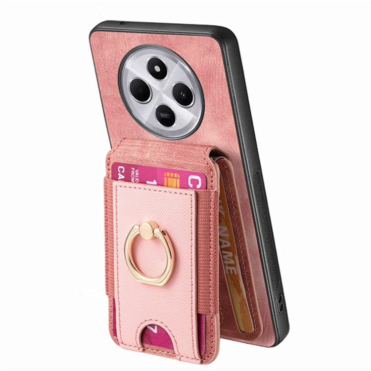 Phone Case For Xiaomi Redmi 14C 4G / 14R 5G / Poco C75 4G Kickstand Leather Back Cover with Detachable Card Holder - Pink