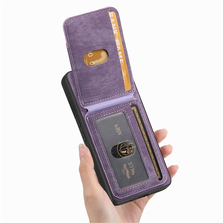 Phone Case For Xiaomi Redmi 14C 4G / 14R 5G / Poco C75 4G Kickstand Leather Back Cover with Detachable Card Holder - Purple