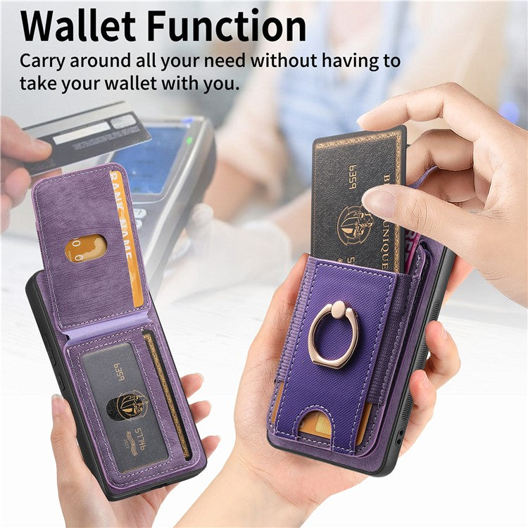 Phone Case For Xiaomi Redmi 14C 4G / 14R 5G / Poco C75 4G Kickstand Leather Back Cover with Detachable Card Holder - Purple