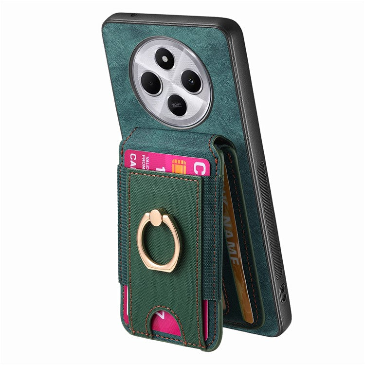 Phone Case For Xiaomi Redmi 14C 4G / 14R 5G / Poco C75 4G Kickstand Leather Back Cover with Detachable Card Holder - Green