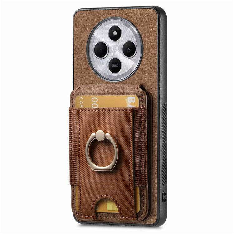 Phone Case For Xiaomi Redmi 14C 4G / 14R 5G / Poco C75 4G Kickstand Leather Back Cover with Detachable Card Holder - Brown