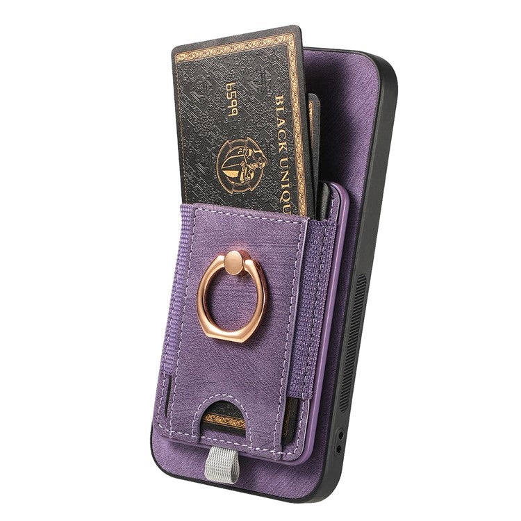 Magnetic Phone Case For Xiaomi Redmi 14C 4G / 14R 5G / Poco C75 4G PU Leather Back Cover with Card Holder Ring Kickstand - Purple