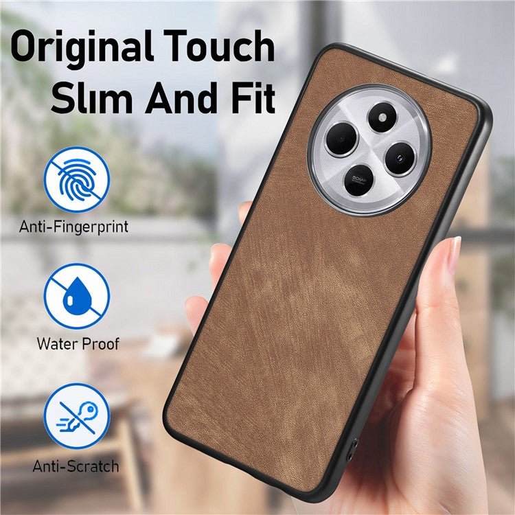 Retro Back Case For Xiaomi Redmi 14C 4G / 14R 5G / Poco C75 4G Leather + TPU Shockproof Protective Phone Cover - Black