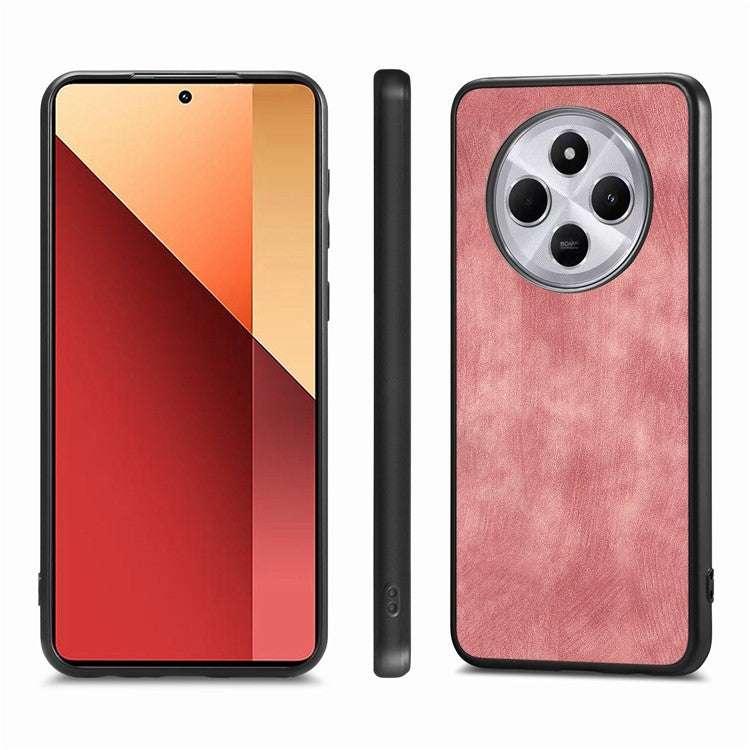 Retro Back Case For Xiaomi Redmi 14C 4G / 14R 5G / Poco C75 4G Leather + TPU Shockproof Protective Phone Cover - Pink