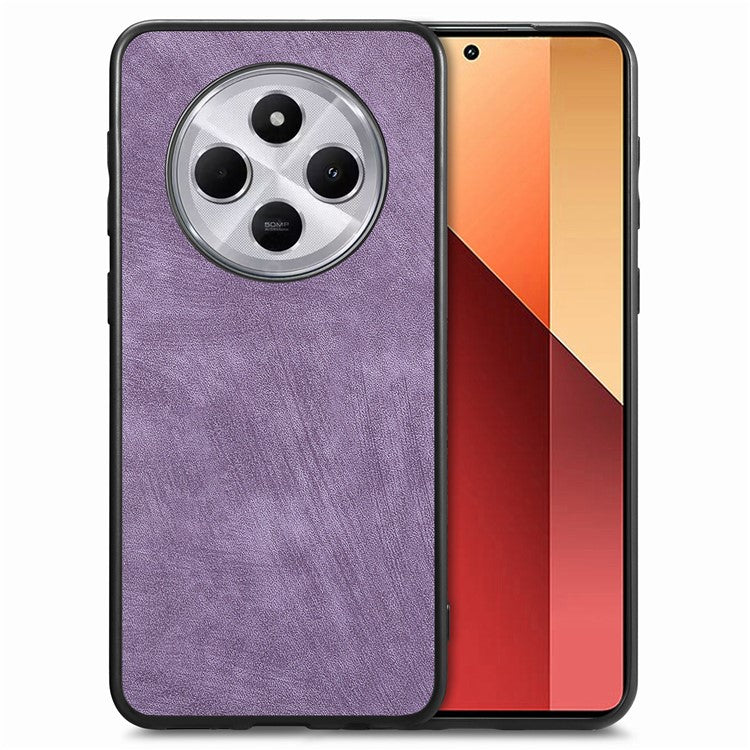 Retro Back Case For Xiaomi Redmi 14C 4G / 14R 5G / Poco C75 4G Leather + TPU Shockproof Protective Phone Cover - Purple