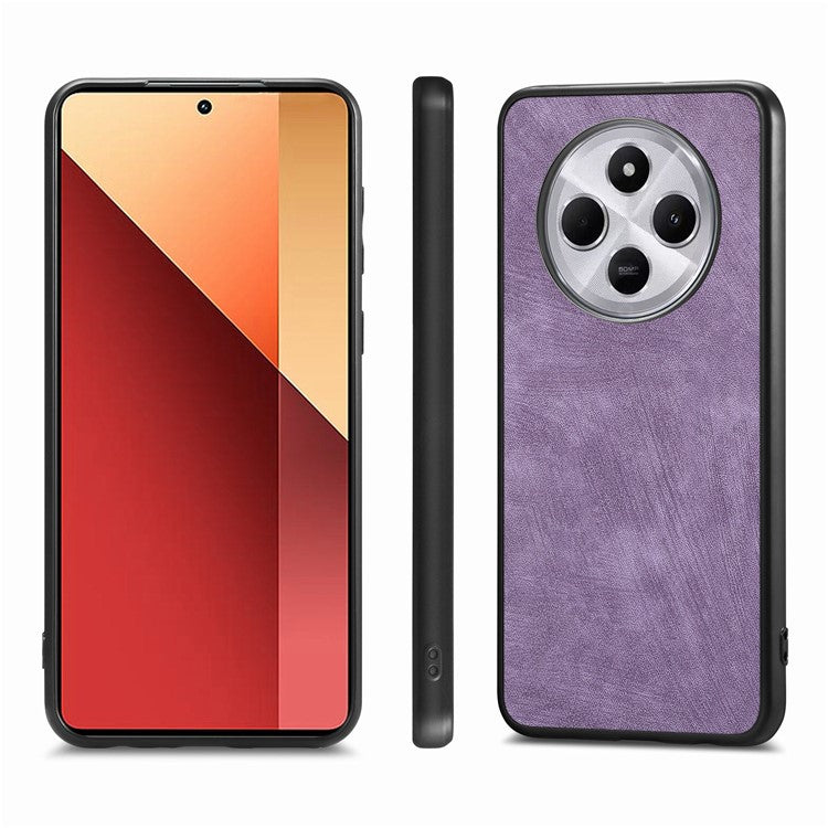 Retro Back Case For Xiaomi Redmi 14C 4G / 14R 5G / Poco C75 4G Leather + TPU Shockproof Protective Phone Cover - Purple