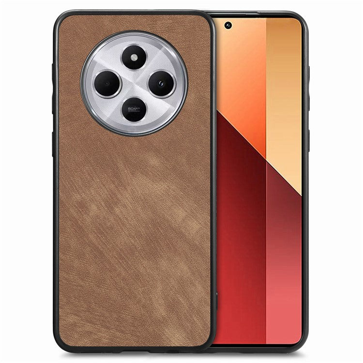 Retro Back Case For Xiaomi Redmi 14C 4G / 14R 5G / Poco C75 4G Leather + TPU Shockproof Protective Phone Cover - Brown