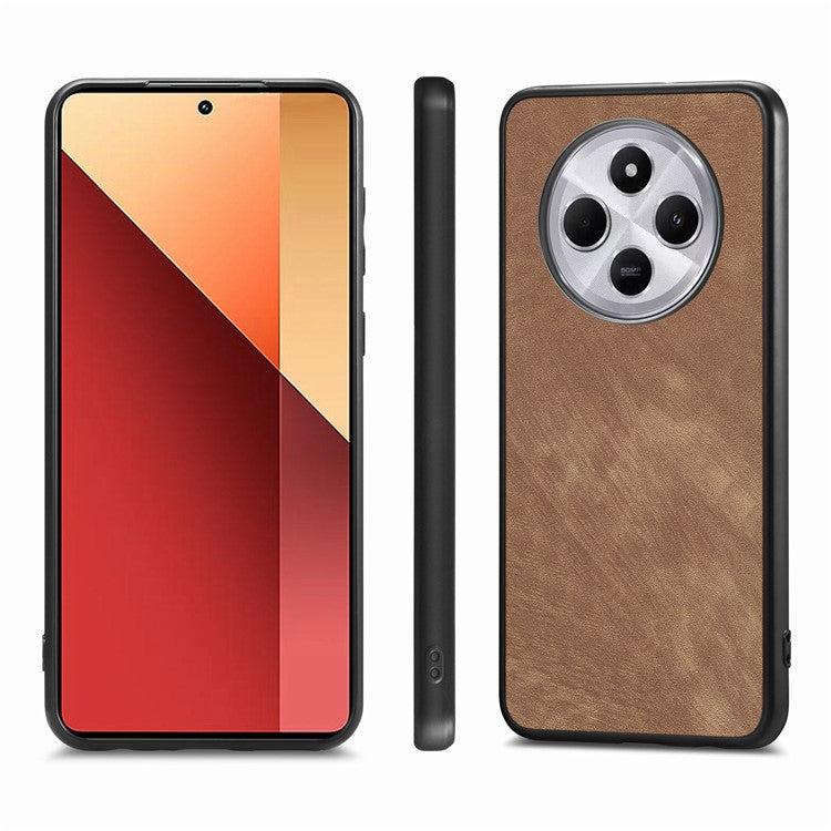 Retro Back Case For Xiaomi Redmi 14C 4G / 14R 5G / Poco C75 4G Leather + TPU Shockproof Protective Phone Cover - Brown