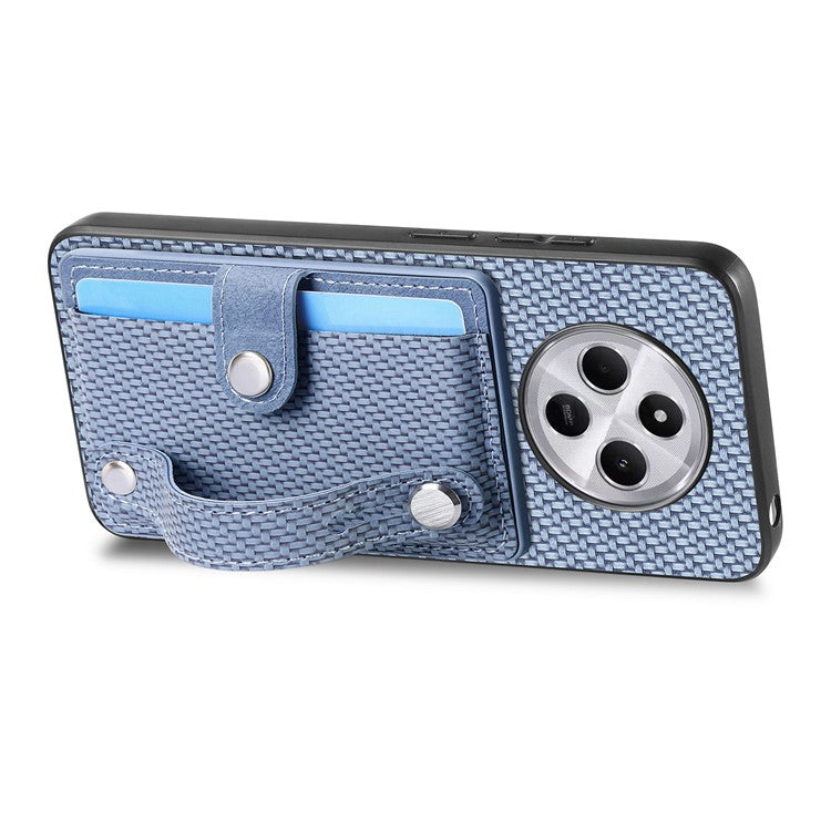 Phone Case For Xiaomi Redmi 14C 4G / 14R 5G / Poco C75 4G Wristband Anti-Drop Leather Back Cover Card Holder - Blue