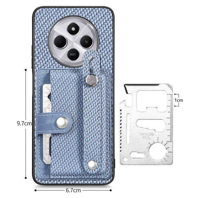 Phone Case For Xiaomi Redmi 14C 4G / 14R 5G / Poco C75 4G Wristband Anti-Drop Leather Back Cover Card Holder - Blue