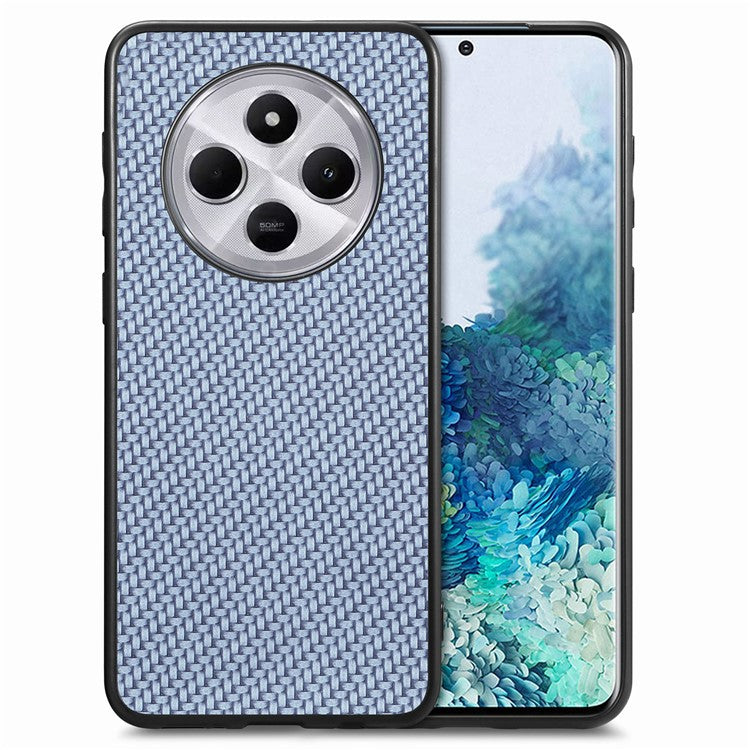 Phone Case For Xiaomi Redmi 14C 4G / 14R 5G / Poco C75 4G Carbon Fiber Texture PU+PC+TPU Back Cover - Blue