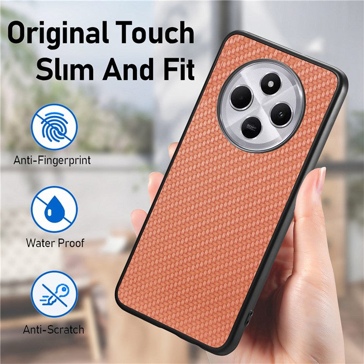 Phone Case For Xiaomi Redmi 14C 4G / 14R 5G / Poco C75 4G Carbon Fiber Texture PU+PC+TPU Back Cover - Blue